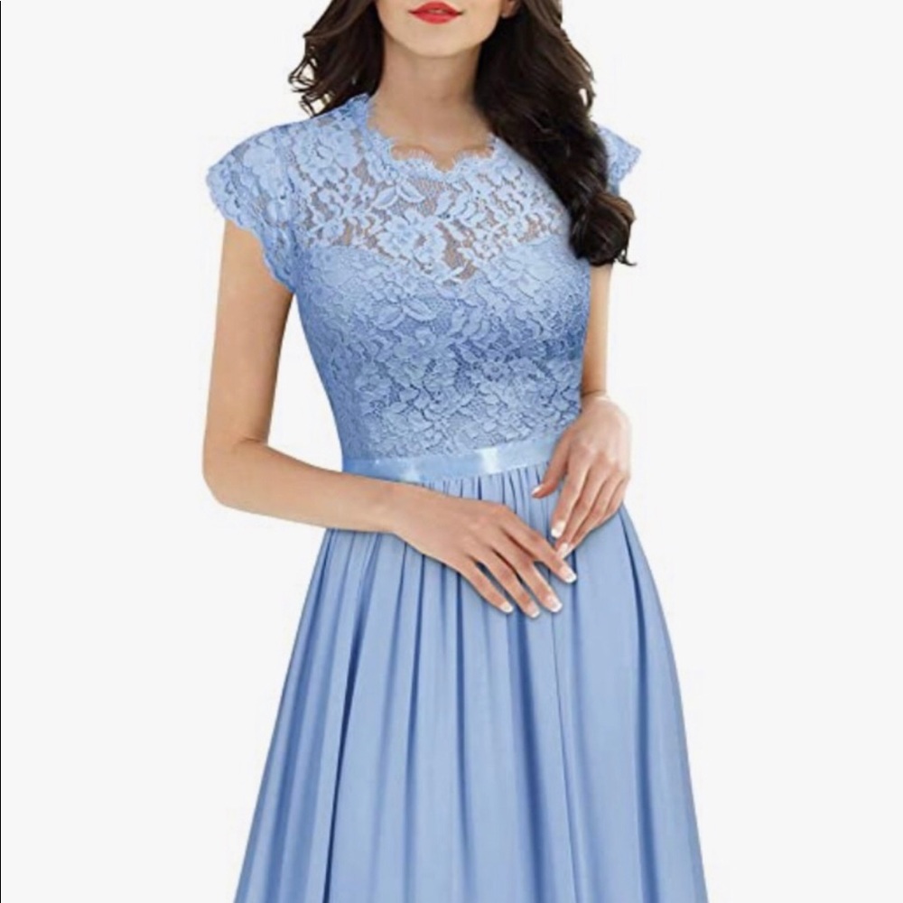 long formal dress 
Bridal/prom/wedding
Blue lace - Picture 4 of 9